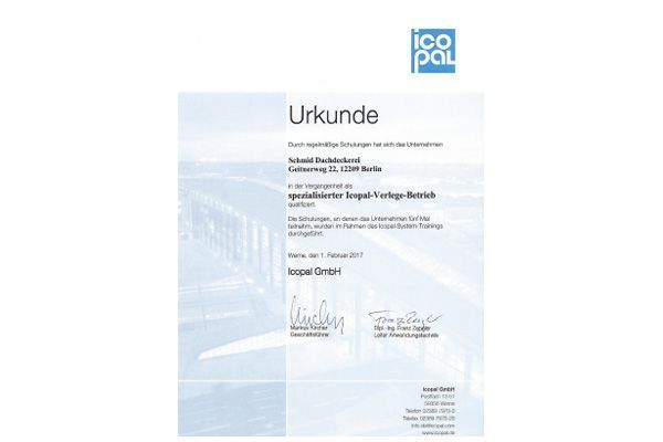 Kai Schmid Dachdeckerei und Bauklempnerei – Urkunde