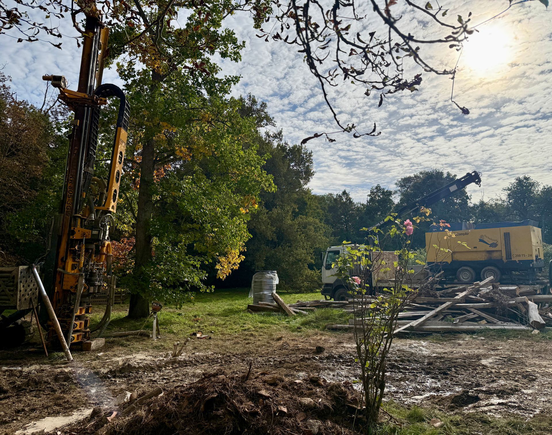 Forage en cours pour des travaux de géothermie
