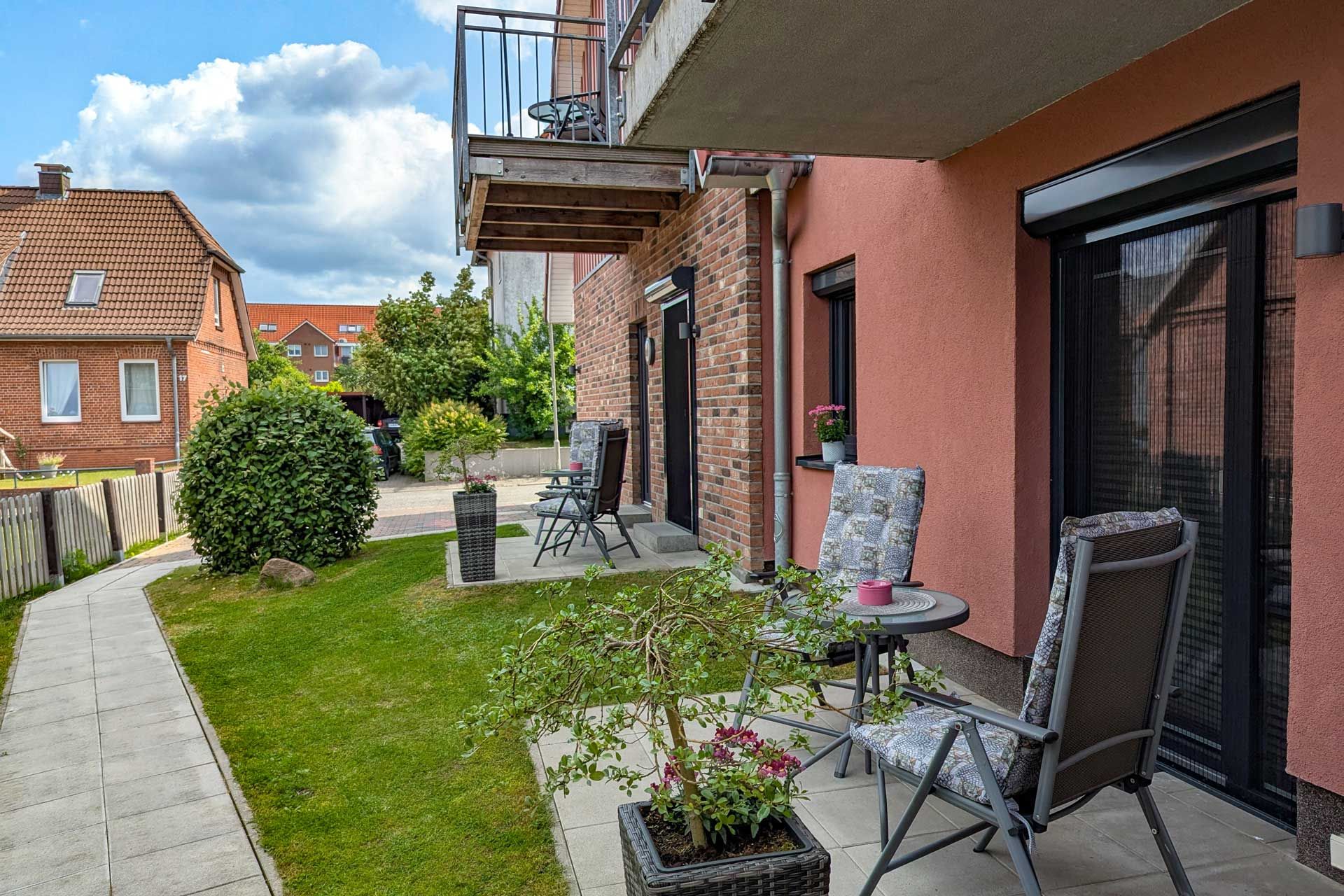 Terrassen der Ferienwohnungen 2 und 3 im Greenments