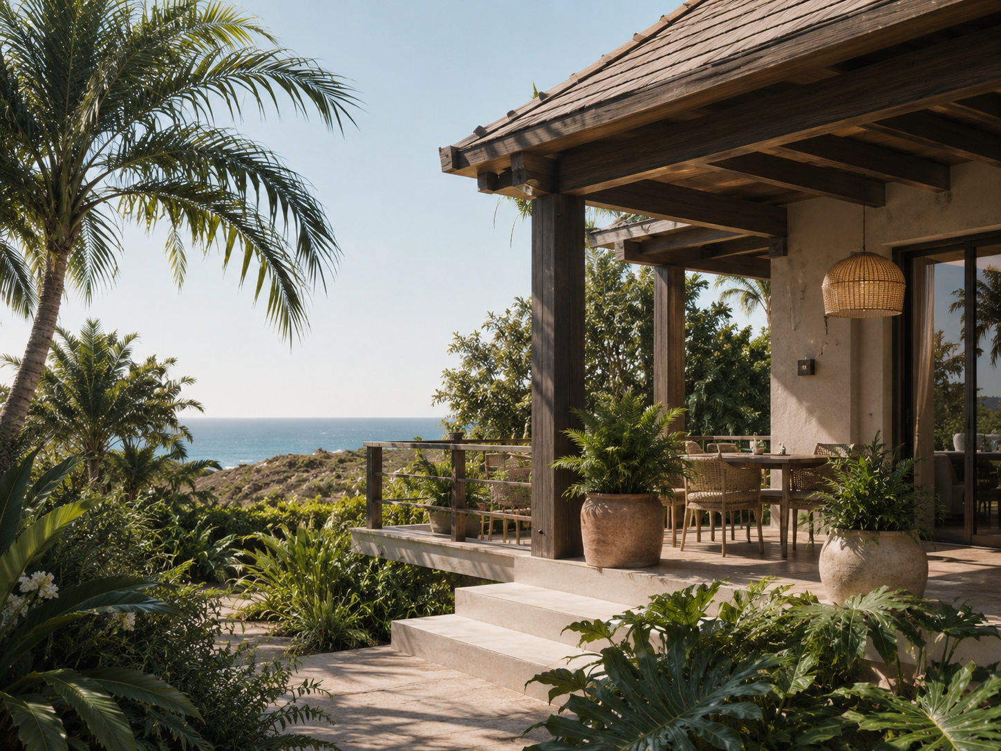 Overdekt terras bij een bungalow