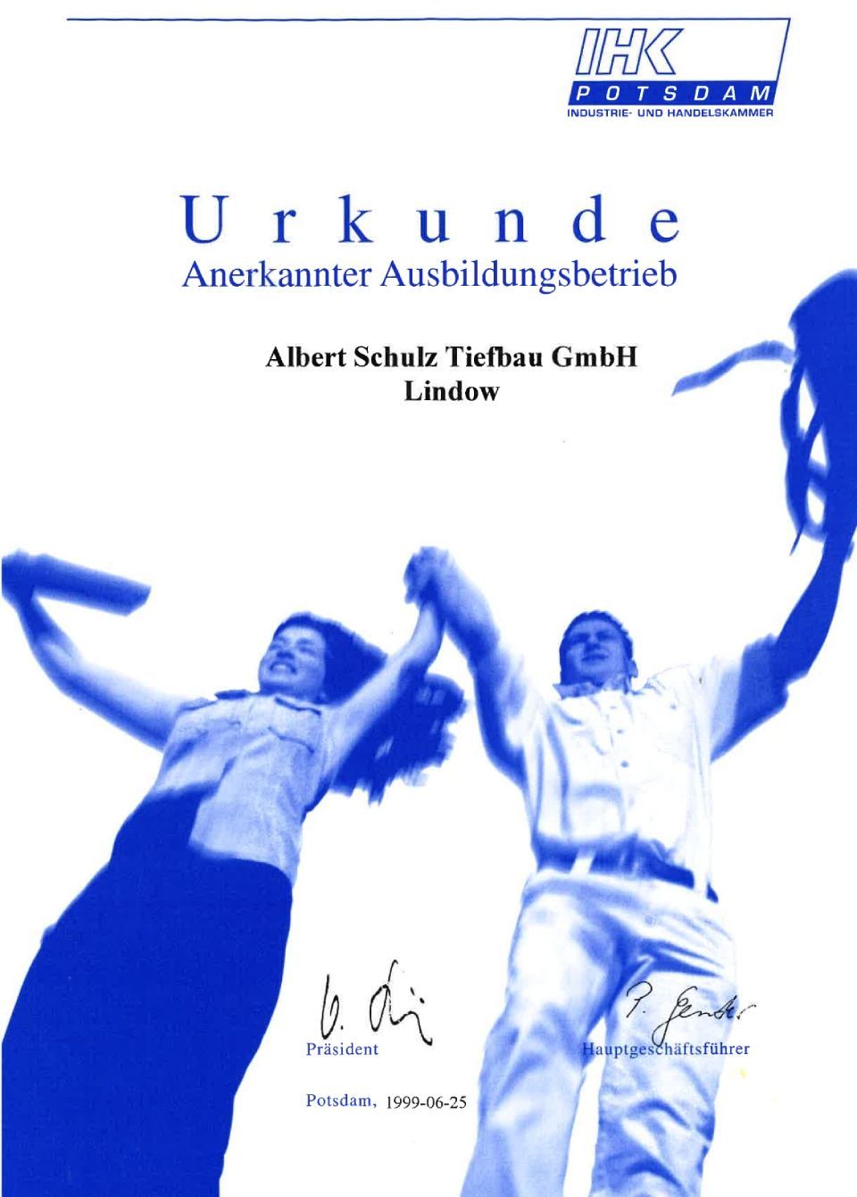 Urkunde Albert Schulz Tiefbau Zertifizierung