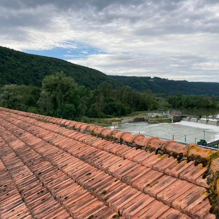 Toiture avec de la mousse