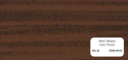 Patrón de vetas de madera en tonos marrones con una etiqueta blanca en la esquina inferior derecha con el texto