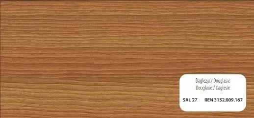 Superficie de madera con etiqueta que proporciona información sobre el acabado, incluyendo texto y números en la etiqueta.