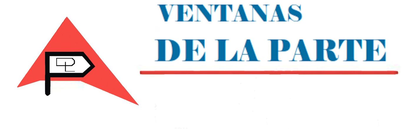 Logotipo de Ventanas De La Parte. Presenta un triángulo rojo con una 