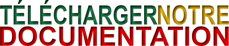 Texte TÉLÉCHARGER NOTRE DOCUMENTATION en dégradé vert, jaune et rouge.