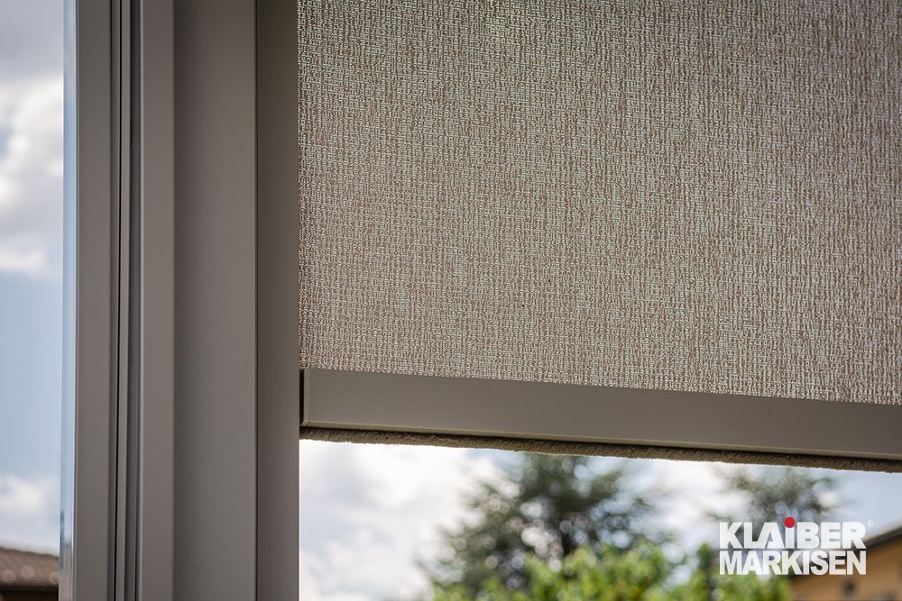 Eine Nahaufnahme eines Fensters mit einer Jalousie.