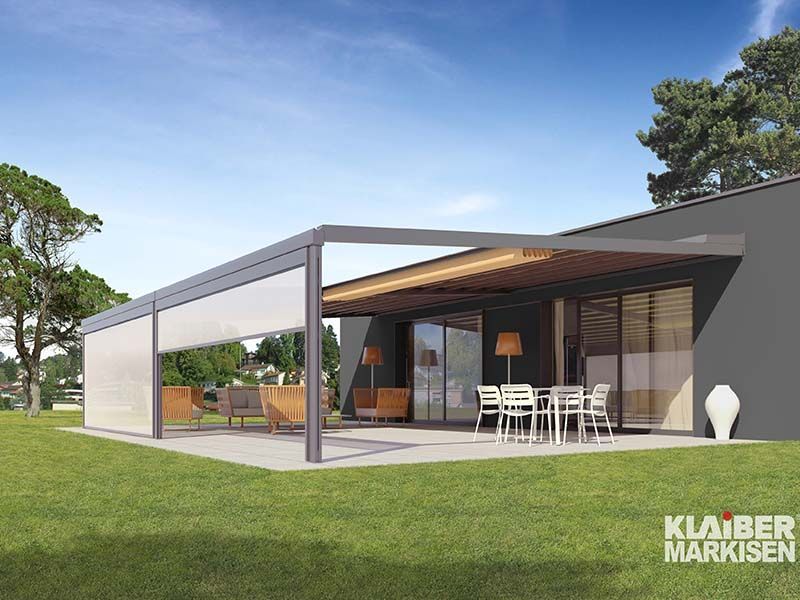 Eine künstlerische Darstellung eines Hauses mit einer Pergola