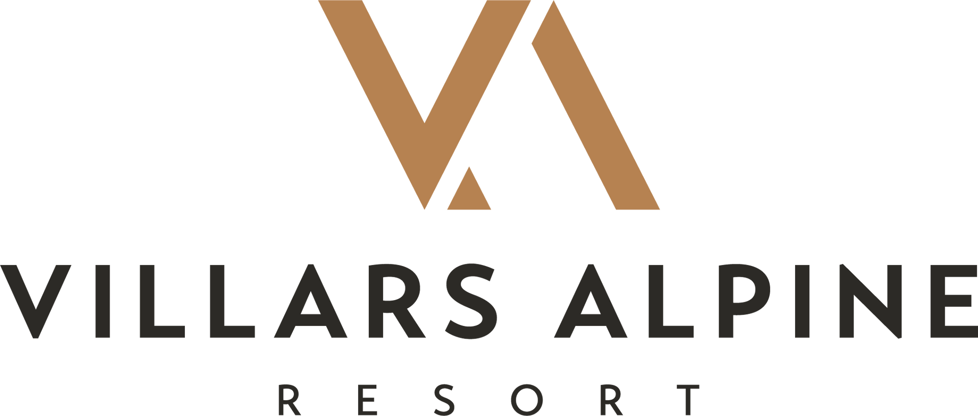Logo de la station alpine de Villars, avec des montagnes stylisées brunes et du texte noir.