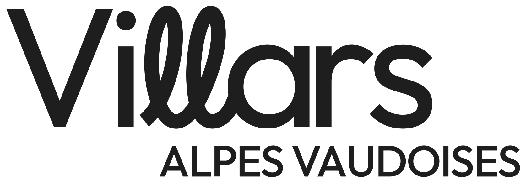 Logo de la station alpine de Villars, avec des montagnes stylisées brunes et du texte noir.