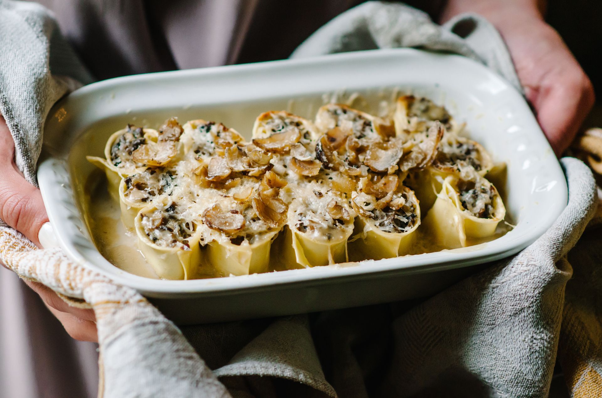 Cannelloni aux champignons et ragoût de mouton