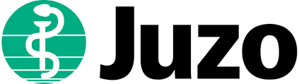 Logotipo de Juzo con un icono de caduceo médico de color turquesa y marca denominativa en negro.