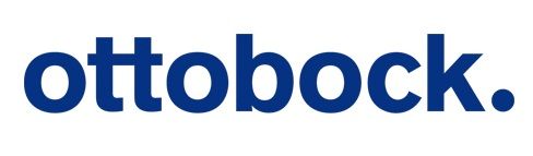 Logotipo azul de Ottobock sobre fondo blanco