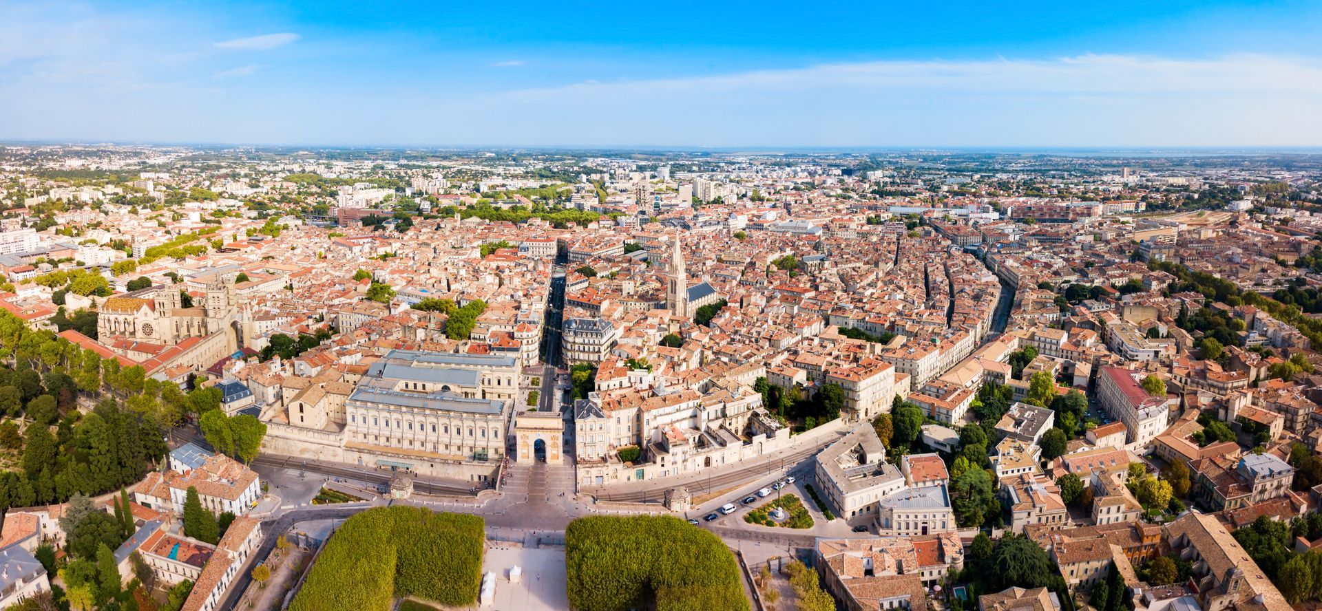Vue aérienne de la ville de Montpellier.