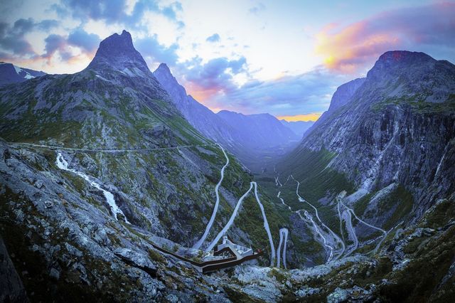 Aerial view of the Trollstigen hairpin road