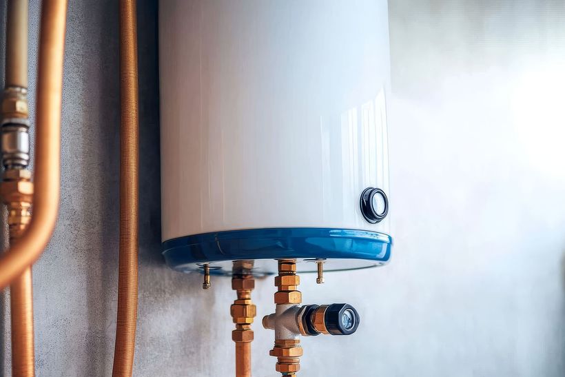 Gros plan sur un élément d'un chauffe-eau électrique.