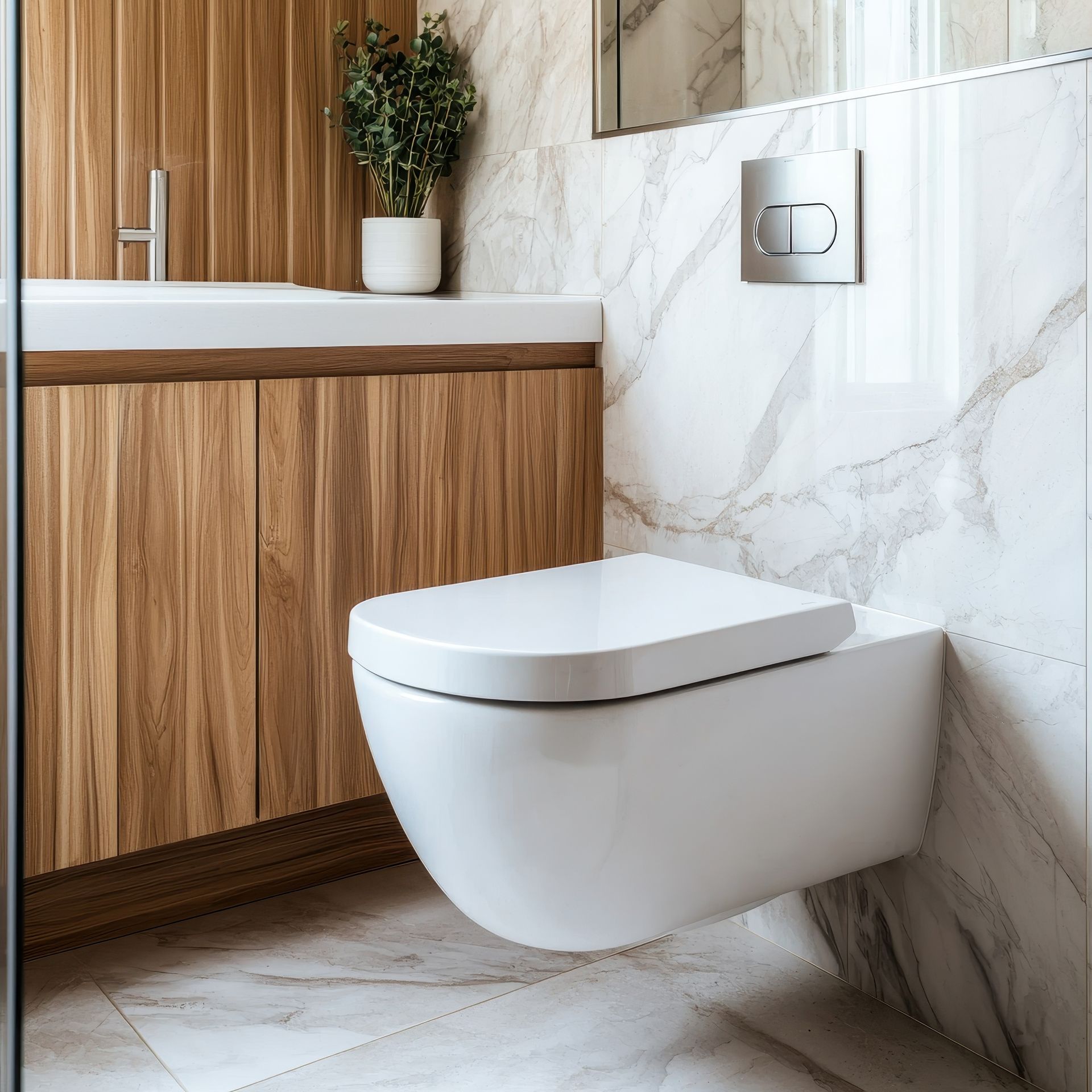 WC suspendus installés dans une salle de bains moderne.
