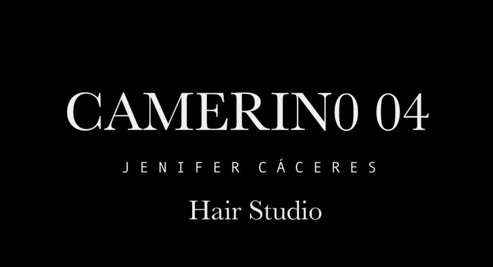 Un logotipo en blanco y negro para el estudio de peluquería camerino 04.