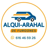 A logo for a company called alqui-arahal de furgones