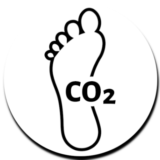 Schwarzer Fußabdruck mit der Aufschrift „CO2“ darin, der den CO2-Fußabdruck anzeigt.