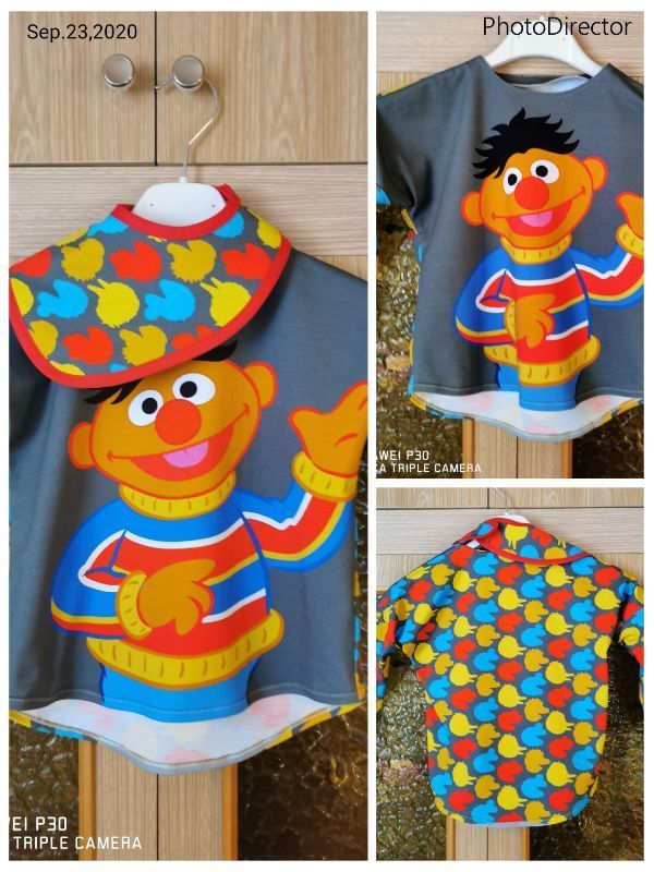 Collage von Bildern mit einem Sakko mit Ernie aus der Sesamstraße