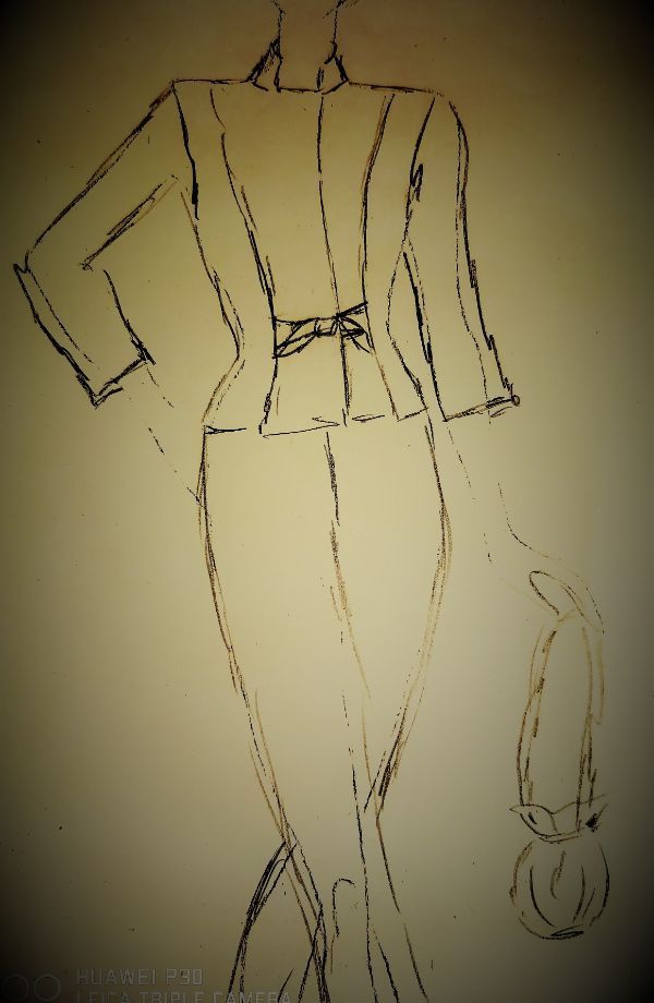 Gewand- & Maßatelier Birgit Schellhase Skizze Bluse und Hose