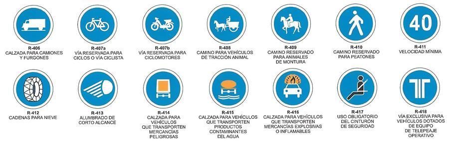 Un conjunto de signos azules y blancos sobre un fondo blanco.