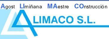El logotipo de ALIMACO SL en color azul, con texto estilizado y un icono triangular geom&eacute;trico sobre fondo blanco.