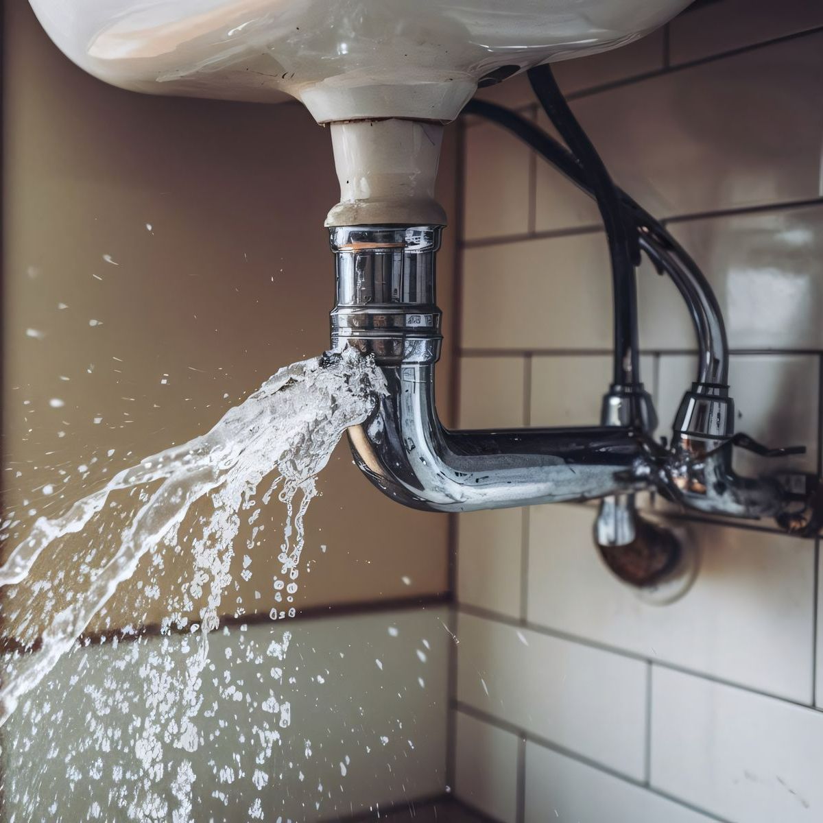 Fuite d'eau d'un siphon.