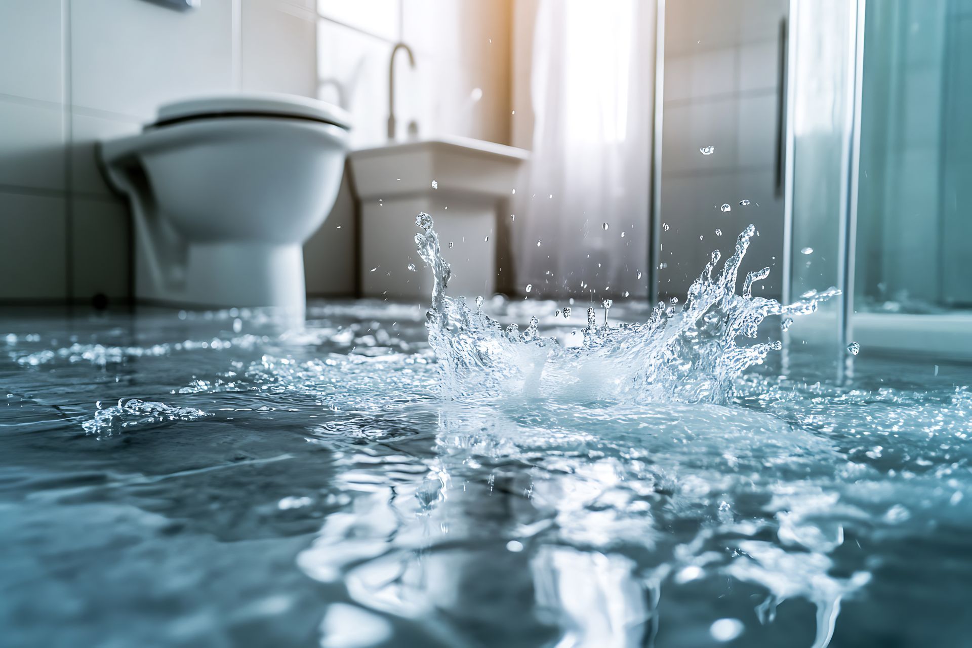 De l'eau dans une salle de bains.