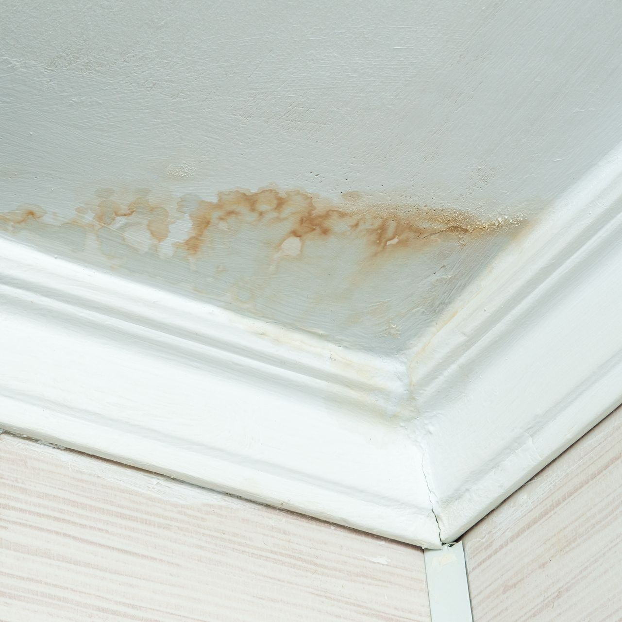 Taches d'humidité au plafond.