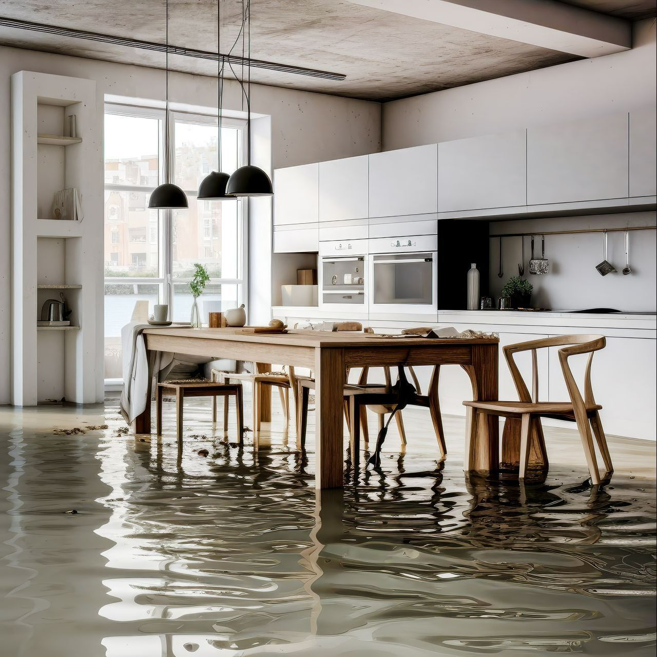 De l'eau dans une cuisine.