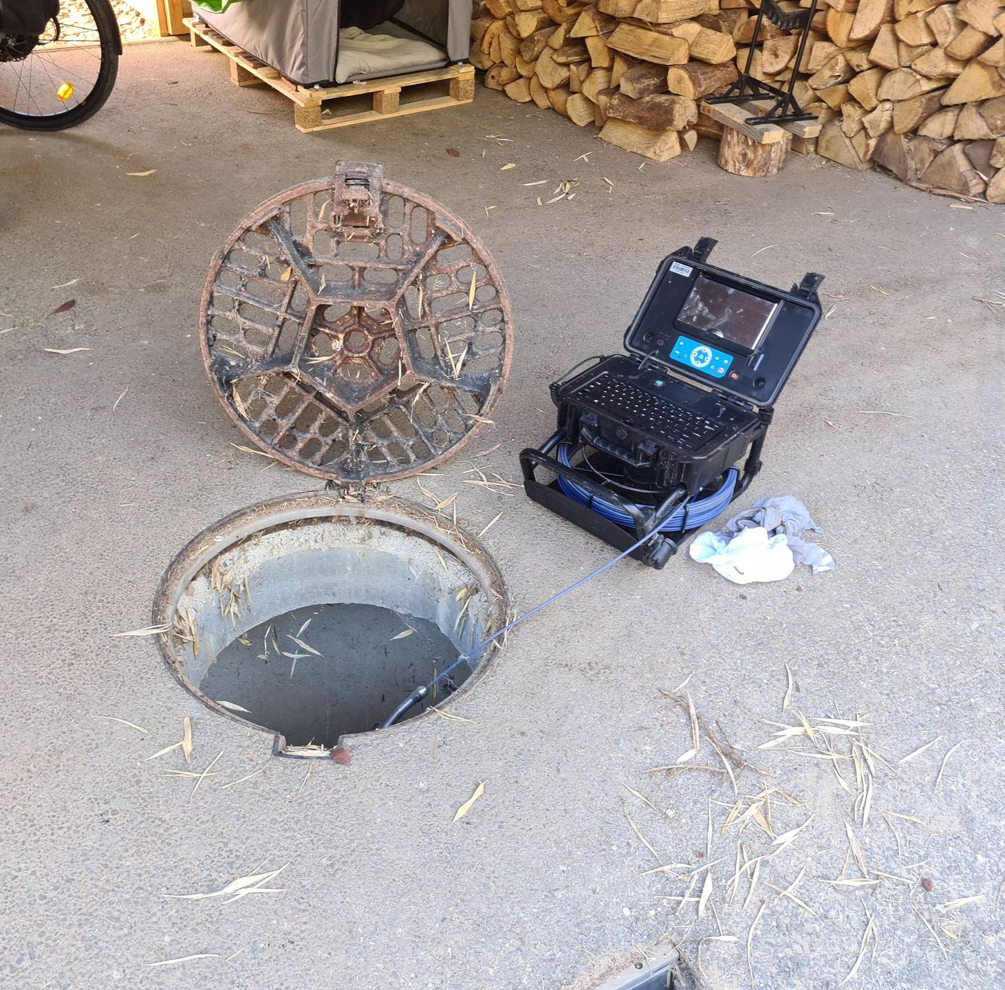 Inspection vidéo dans une grange.