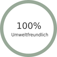 Ein grüner Kreis mit der Aufschrift „100 % umweltfreundlich“ darin.