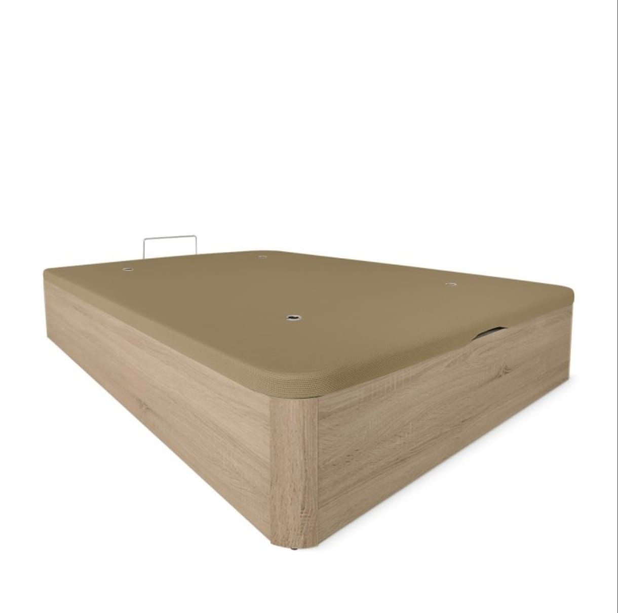 Base de cama con almacenamiento tapizada en color beige