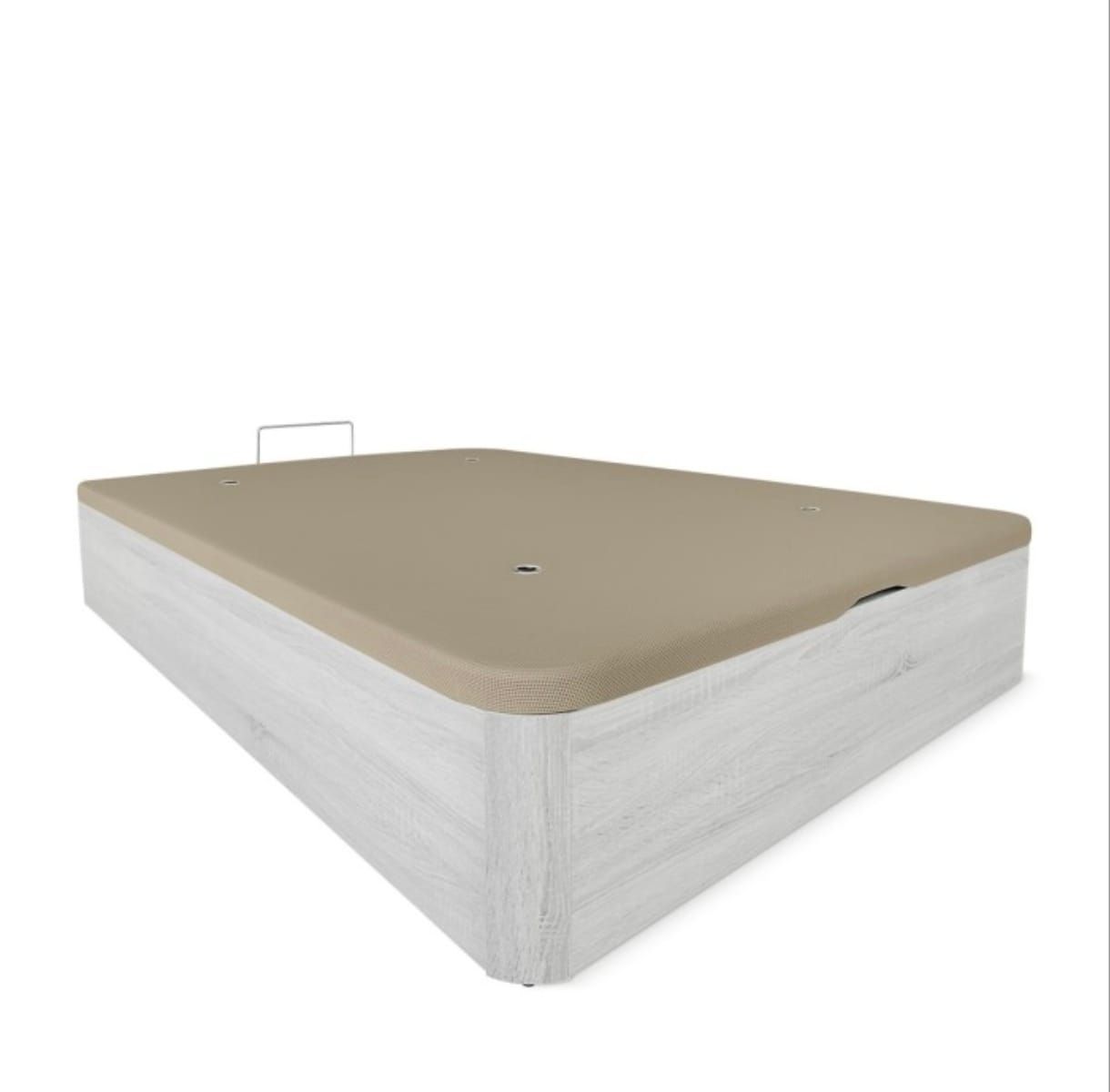 Base de cama con almacenamiento, acabado en madera clara