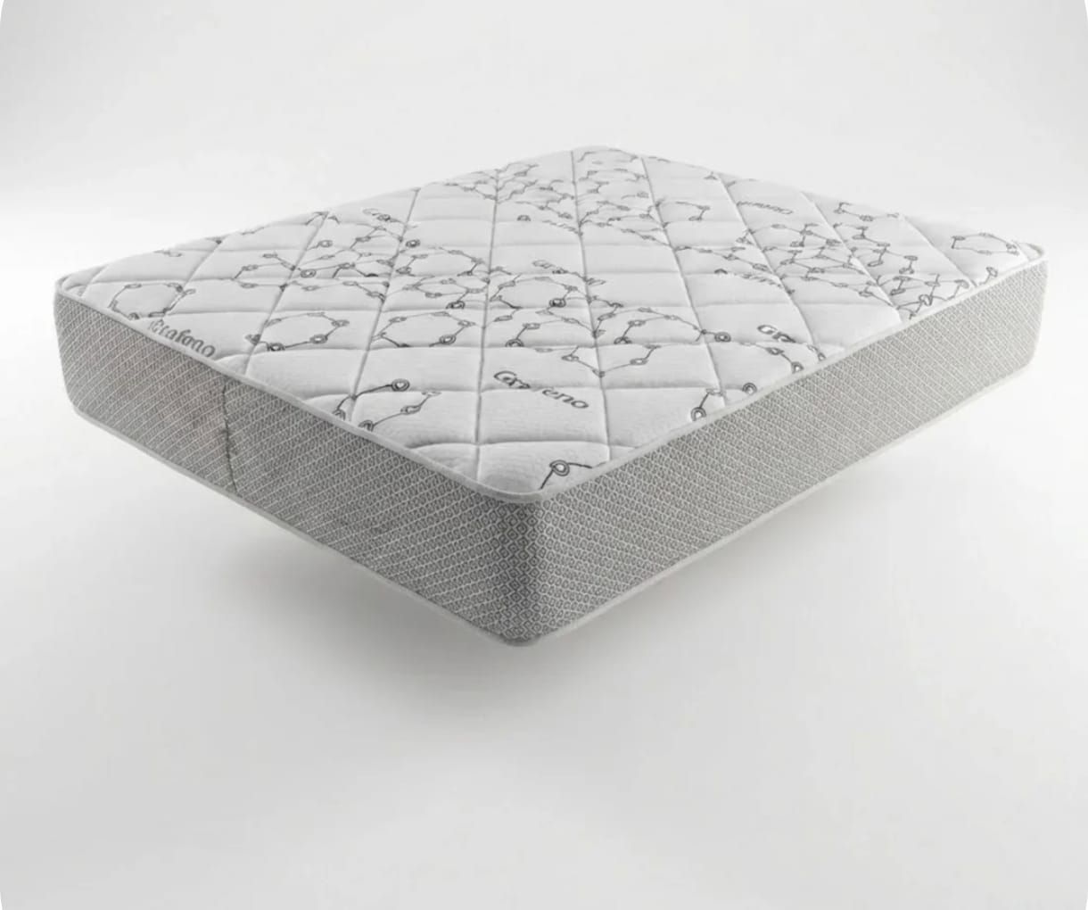 Una estructura de cama blanca con almacenamiento y una tapa tapizada