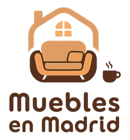 Un logotipo marrón con el contorno de una casa que contiene un sofá