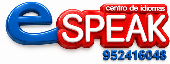 Un logotipo para e-SPEAK centro de idiomas con una letra 