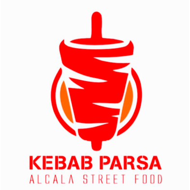 Logotipo rojo de kebab con el texto
