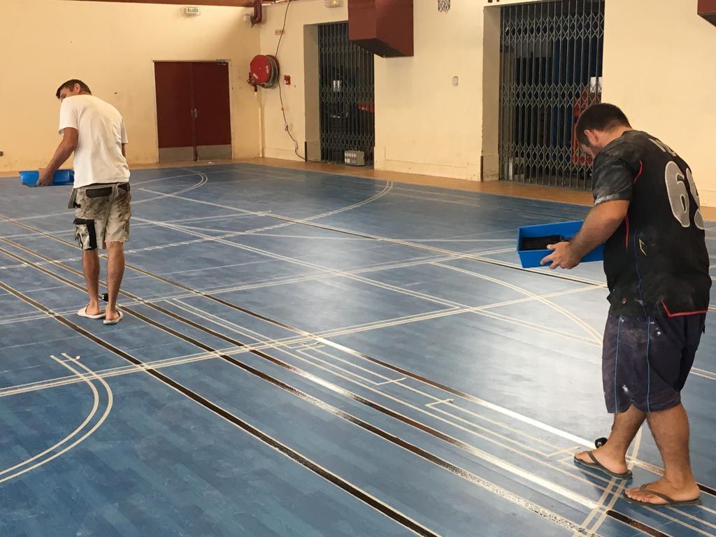 Traçage sol sportif, Saint-Marcel 