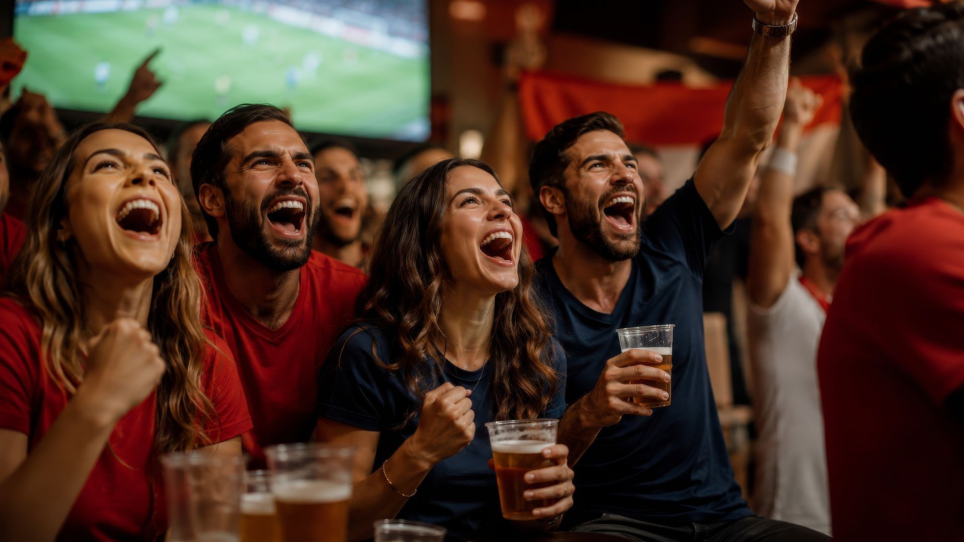 Plusieurs personnes devant un match de football