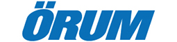 Blue ÖRUM logo with stylized lettering and umlaut over the O