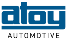 Atoy Automotive logo in blue and black on a white background