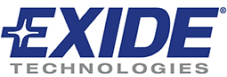 Exide Technologies logo in blue and gray text on a white background
