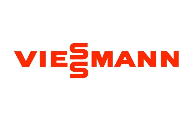 Viessmann en rouge, avec les lettres « SS » empilées à l'intérieur du « i ».