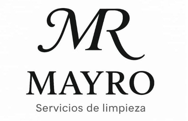 Logo de MAYRO con monograma &ldquo;MR&rdquo; en negro y texto &ldquo;Servicios de limpieza&rdquo; sobre fondo blanco