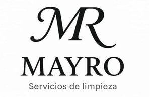 Logo de MAYRO con monograma &ldquo;MR&rdquo; en negro y texto &ldquo;Servicios de limpieza&rdquo; sobre fondo blanco