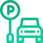 Panneau parking avec voiture à côté