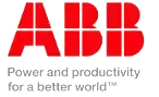 El logotipo de ABB es rojo y blanco y dice poder y productividad para un mundo mejor.